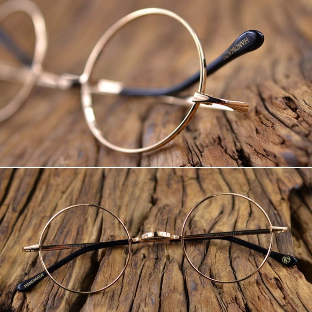 〈Titanium〉Vintage no nose Round Glasses【TR2570】