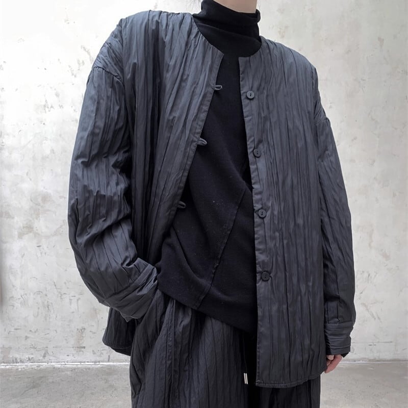 No-Collar Pleats Jacket【TR3101】