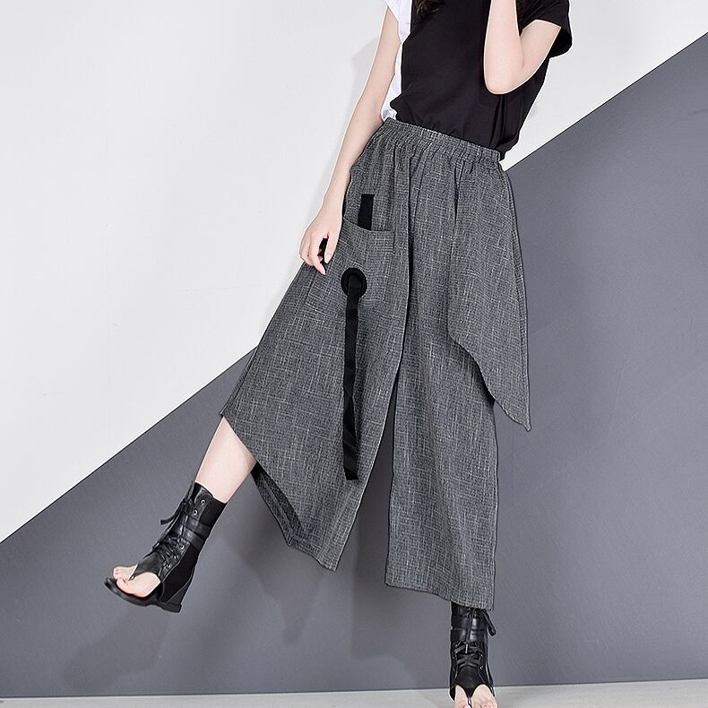 〈Unisex〉Wide Irregular Cropped Pants【TR1351】
