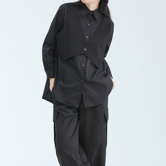 Fake-Layered Vest Collared Shirt【TR3135】
