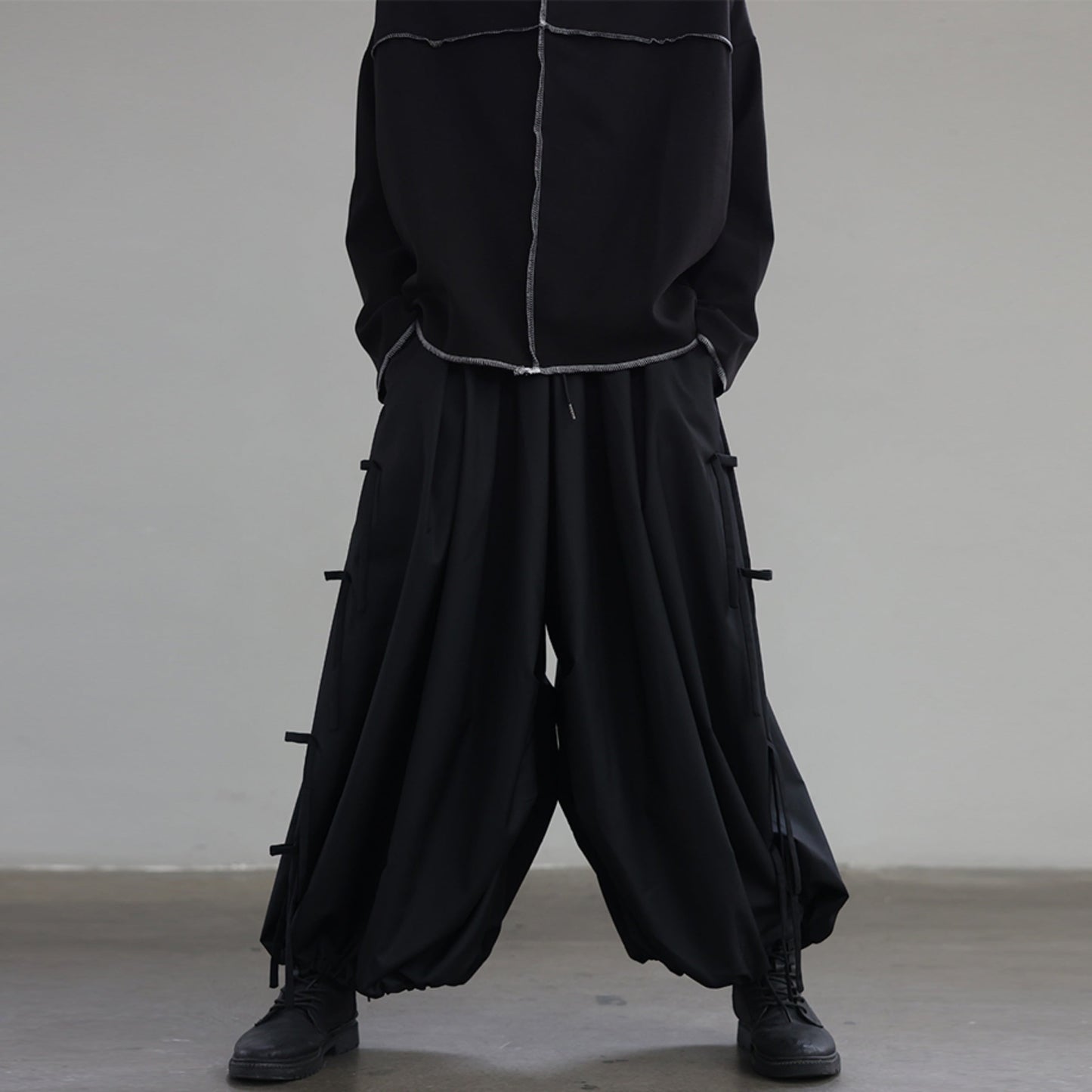 Side Ribbon Wide Jogger Pants【TR3277】