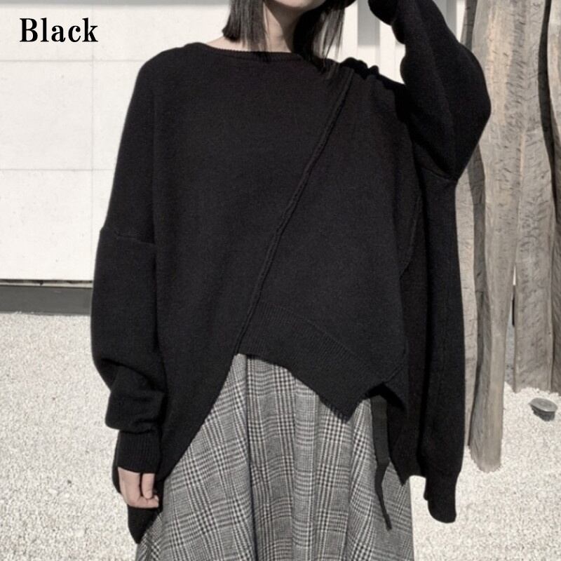 Knit Asymemtry T-Shirt【TR3266】