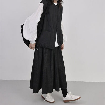 Pleats Simple Pocket Vest【TR3232】