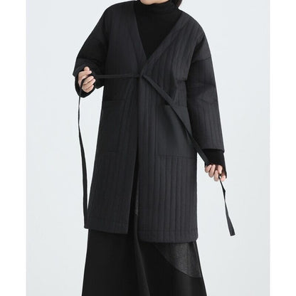 Long V-Neck Pleats Jacket【TR3260】
