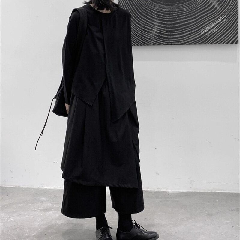 Asymmetry No-Collar Collared Shirt【TR3137】