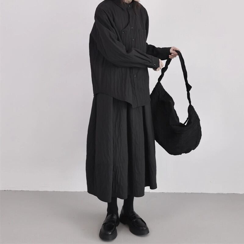 Asymmetry Pleats Collared Shirt【TR3100】