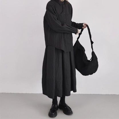Asymmetry Pleats Collared Shirt【TR3100】
