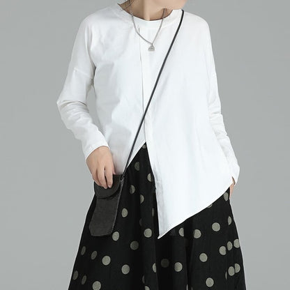 Asymmetry Round-Neck T-Shirt【TR3146】