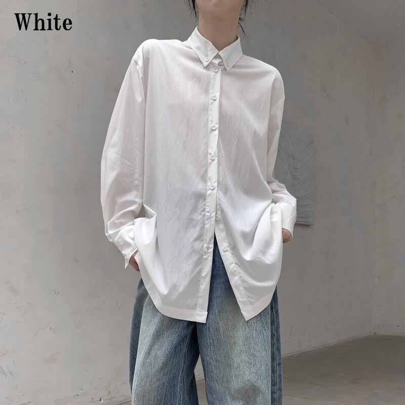 Side-Button Drape Collared Shirt【TR3124】