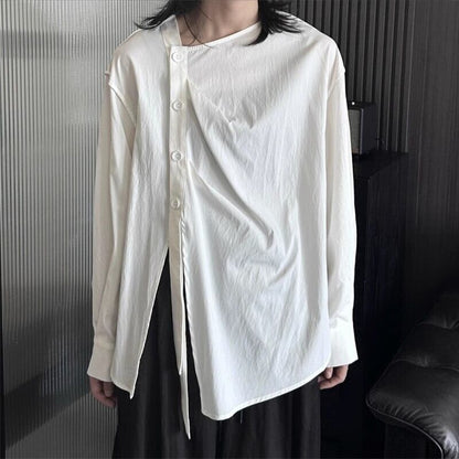 Side-Button No-Collar Collared Shirt【TR3112】