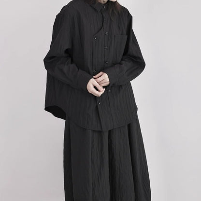 Asymmetry Pleats Collared Shirt【TR3100】