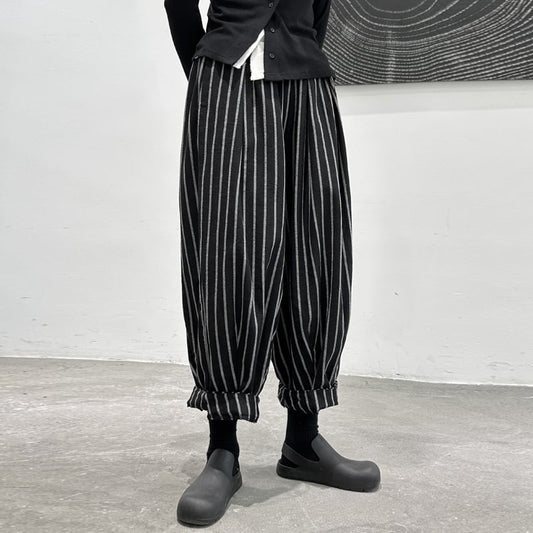 Stripe Balloon Roll-Up Pants【TR3213】