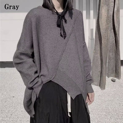 Knit Asymemtry T-Shirt【TR3266】