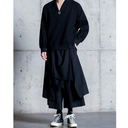 Layered-look Cropped Wide Pants【TR3273】