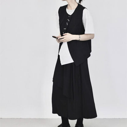 Roune-Neck Oversize Vest【TR3242】
