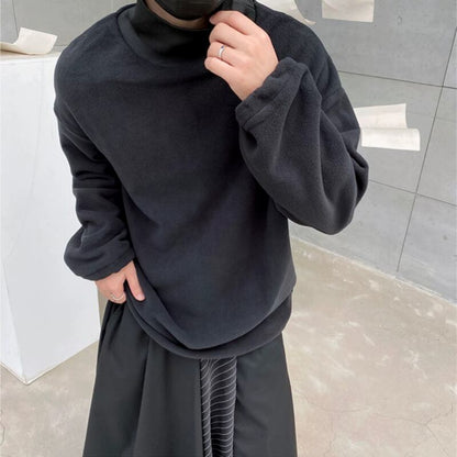 Oversized Fleece High-Neck T-shirt【TR3328】