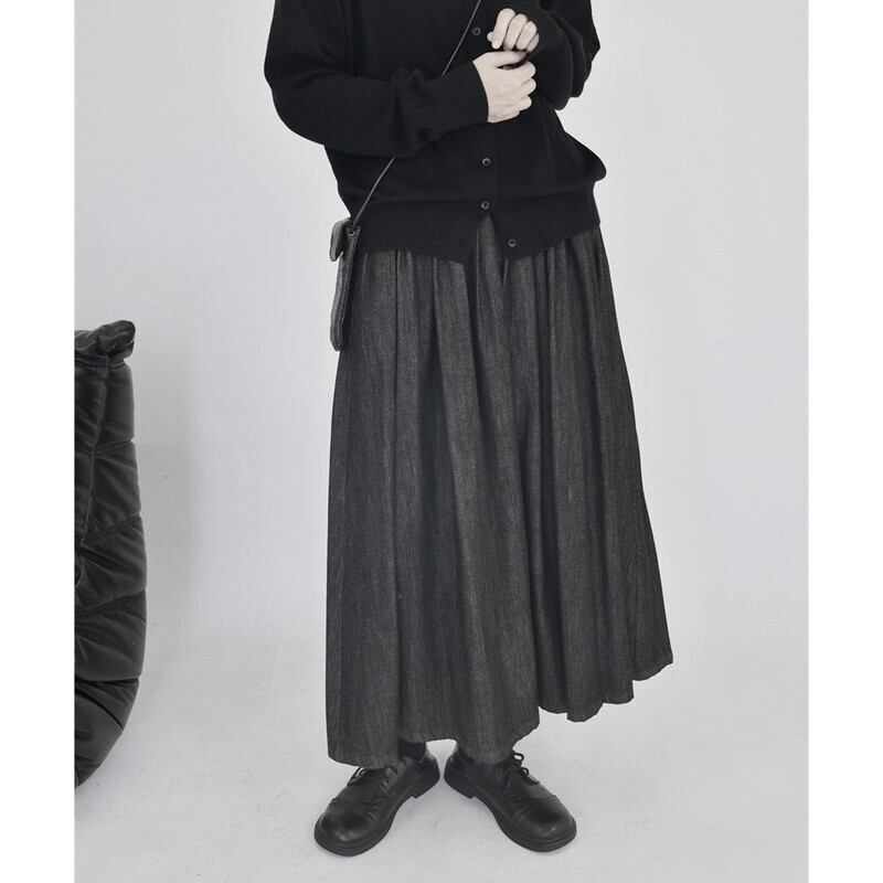 Denim Pleats Skirt【TR3176】