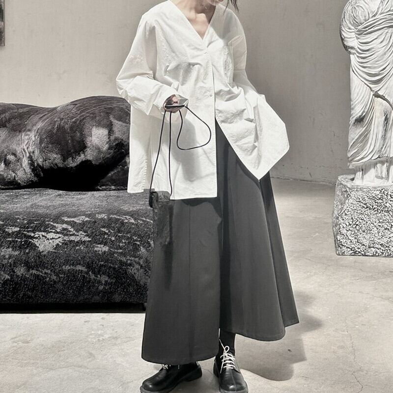 No-Collar Oversize Collared Shirt【TR3128】