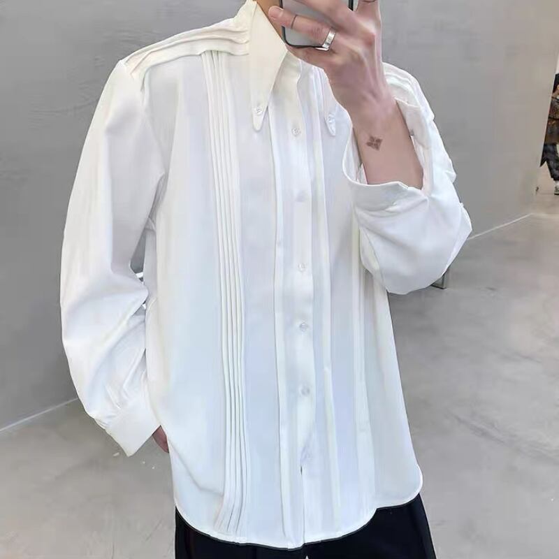 Modern Tuck-Pleat Collared Shirt【TR3340】
