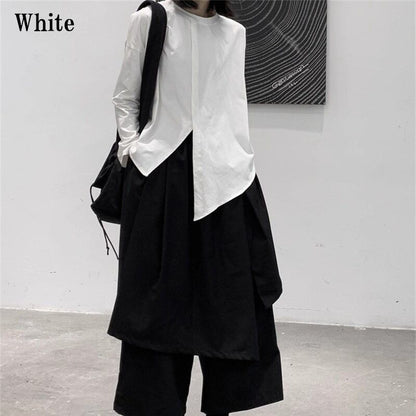 Asymmetry No-Collar Collared Shirt【TR3137】