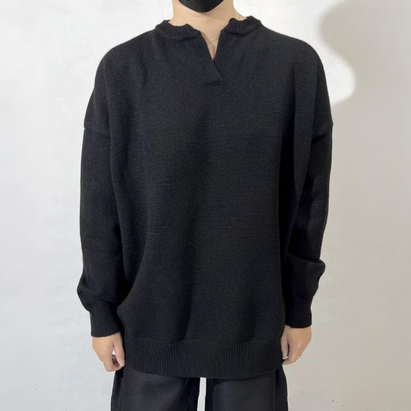 Split Neck Knit T-shirt【TR3360】