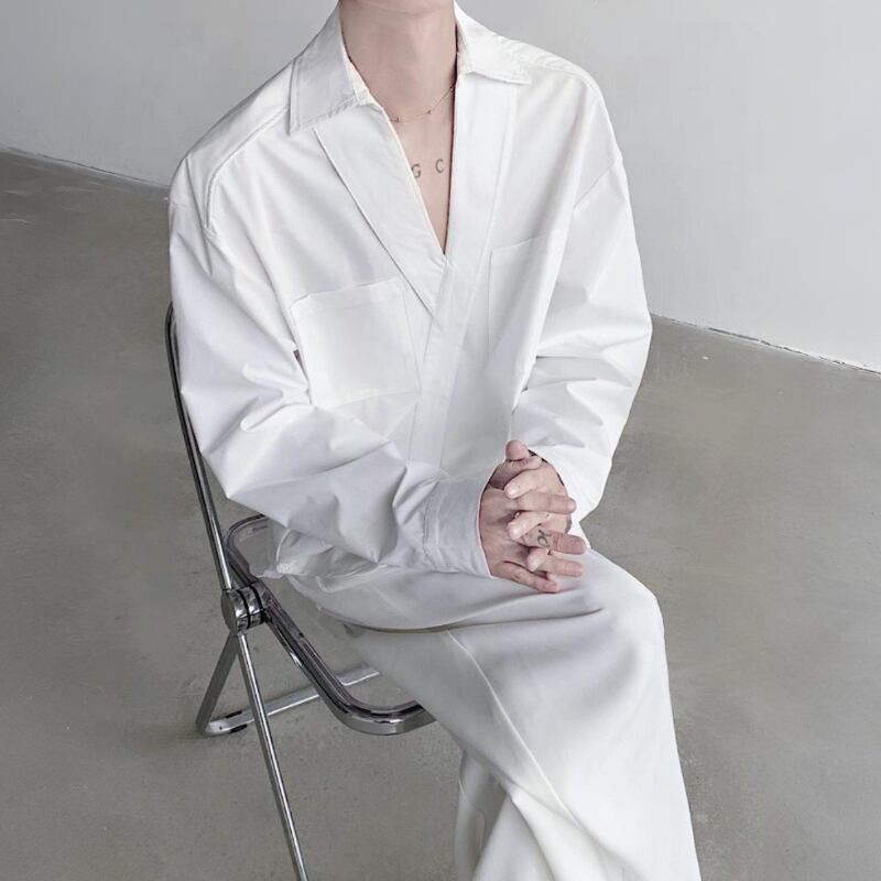 Deep V Pocket Collared Shirt【TR3359】