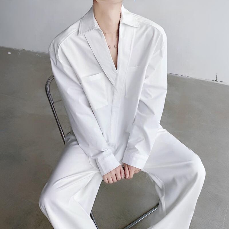 Deep V Pocket Collared Shirt【TR3359】