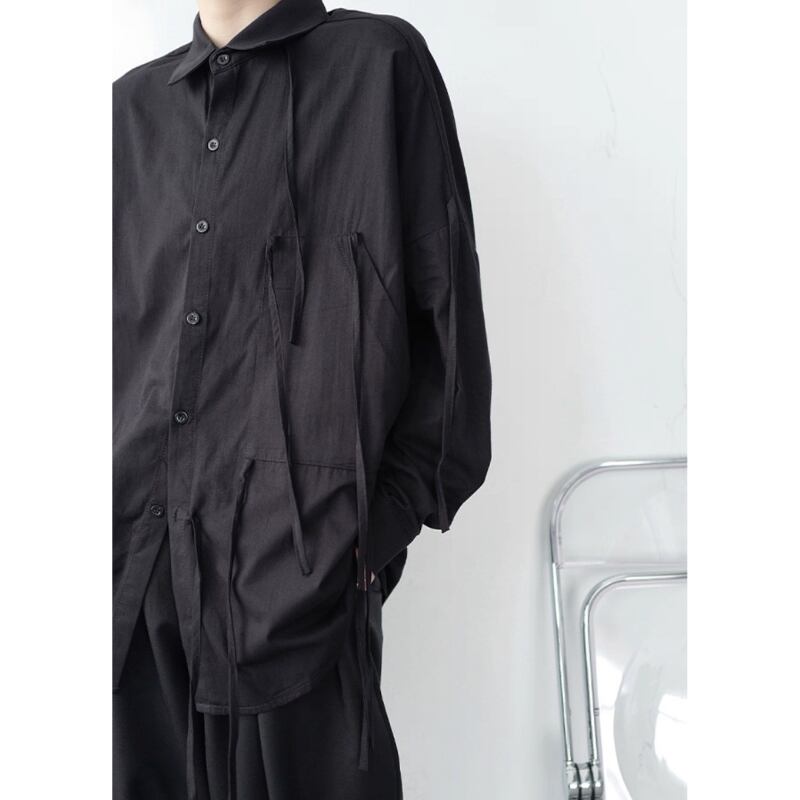 Asymmetric Tie Collared Shirt【TR3332】