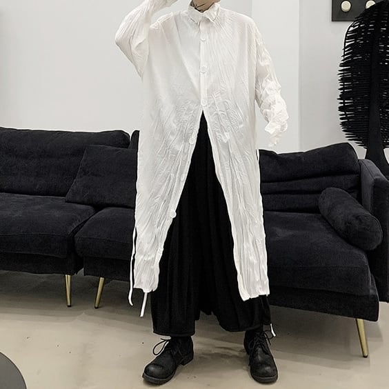 Crumply Oversize Long Shirt【TR3076】