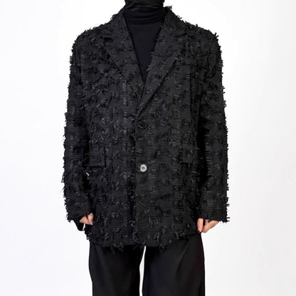 Black Fringe Tailored Jacket【TR3322】