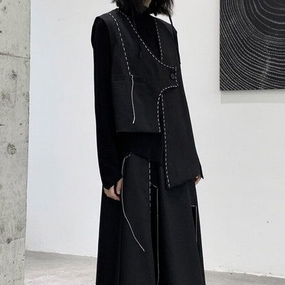 Asymmtry Stitch Vest【TR3241】