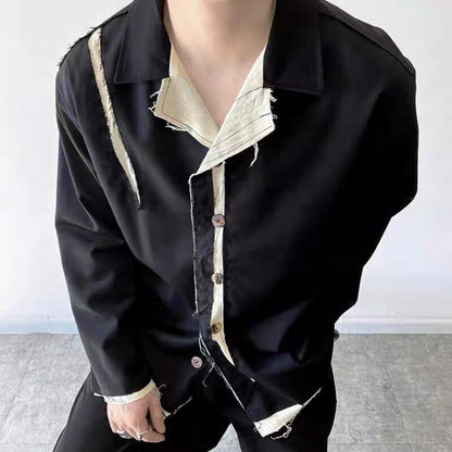 Frayed Contrast Panel Jacket【TR3341】