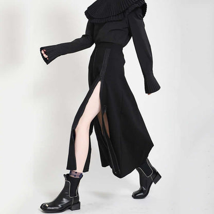 Long Nichi Fastener Skirt【TR1433】