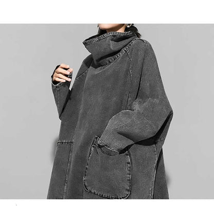 〈Unisex〉Denim Loose High-Neck Shirt【TR3010】