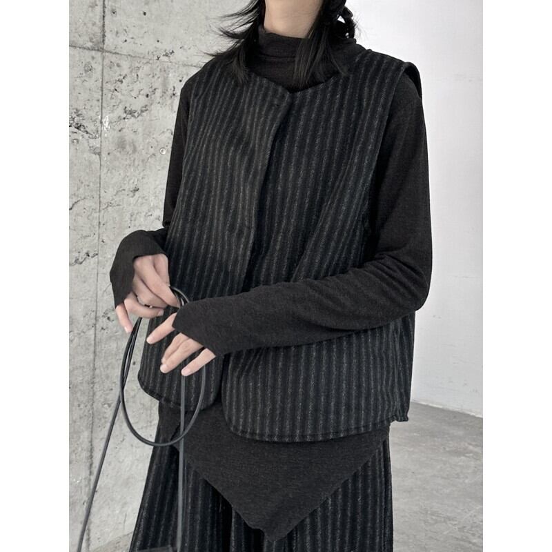 Stripe One-Button Vest【TR3235】