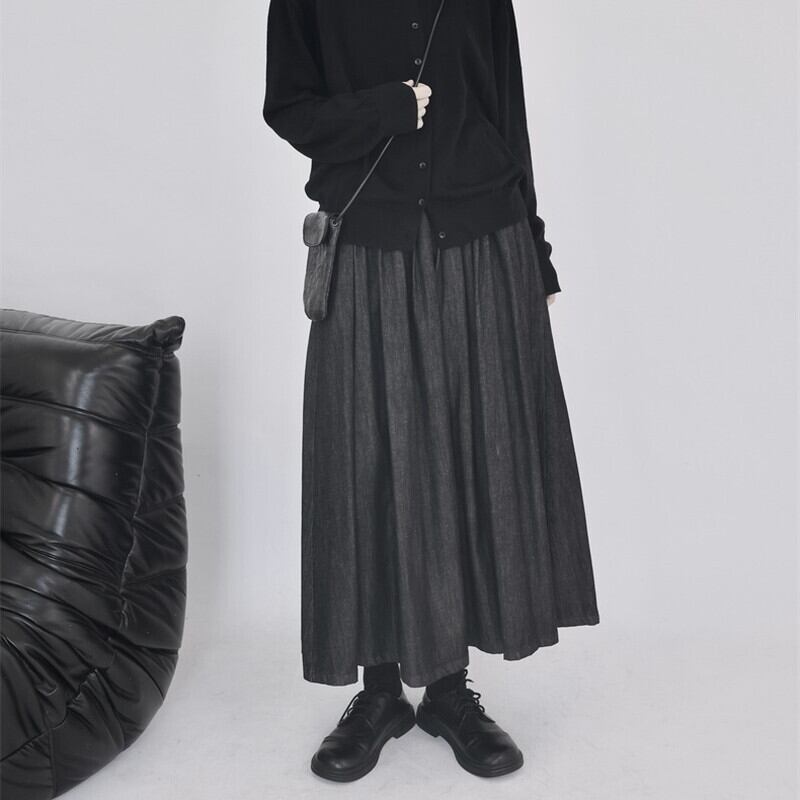 Denim Pleats Skirt【TR3176】