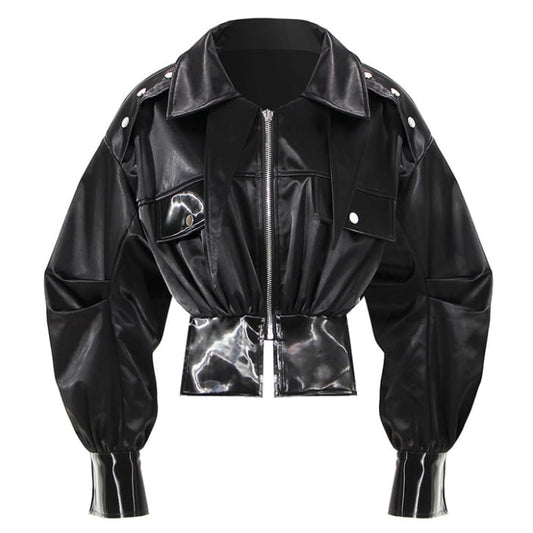 〈Unisex〉High Leather Motorcycle Jacket【TR1228】