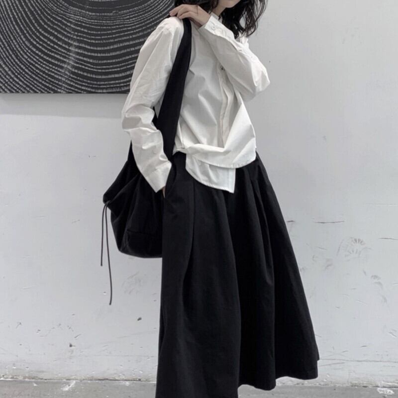 Arrange Asymemtry Collared Shirt【TR3104】