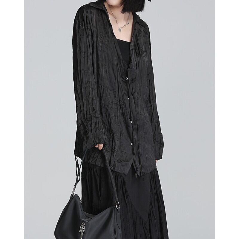 Crinkle Oversize Collared Shirt【TR3125】