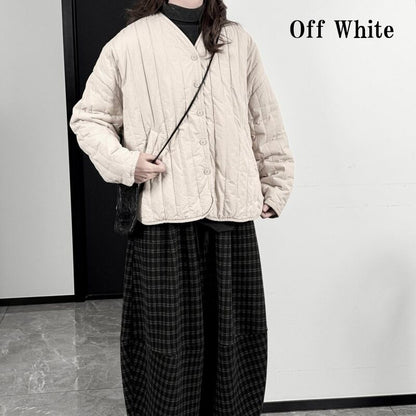 No-Collar V-Neck Jacket【TR3256】
