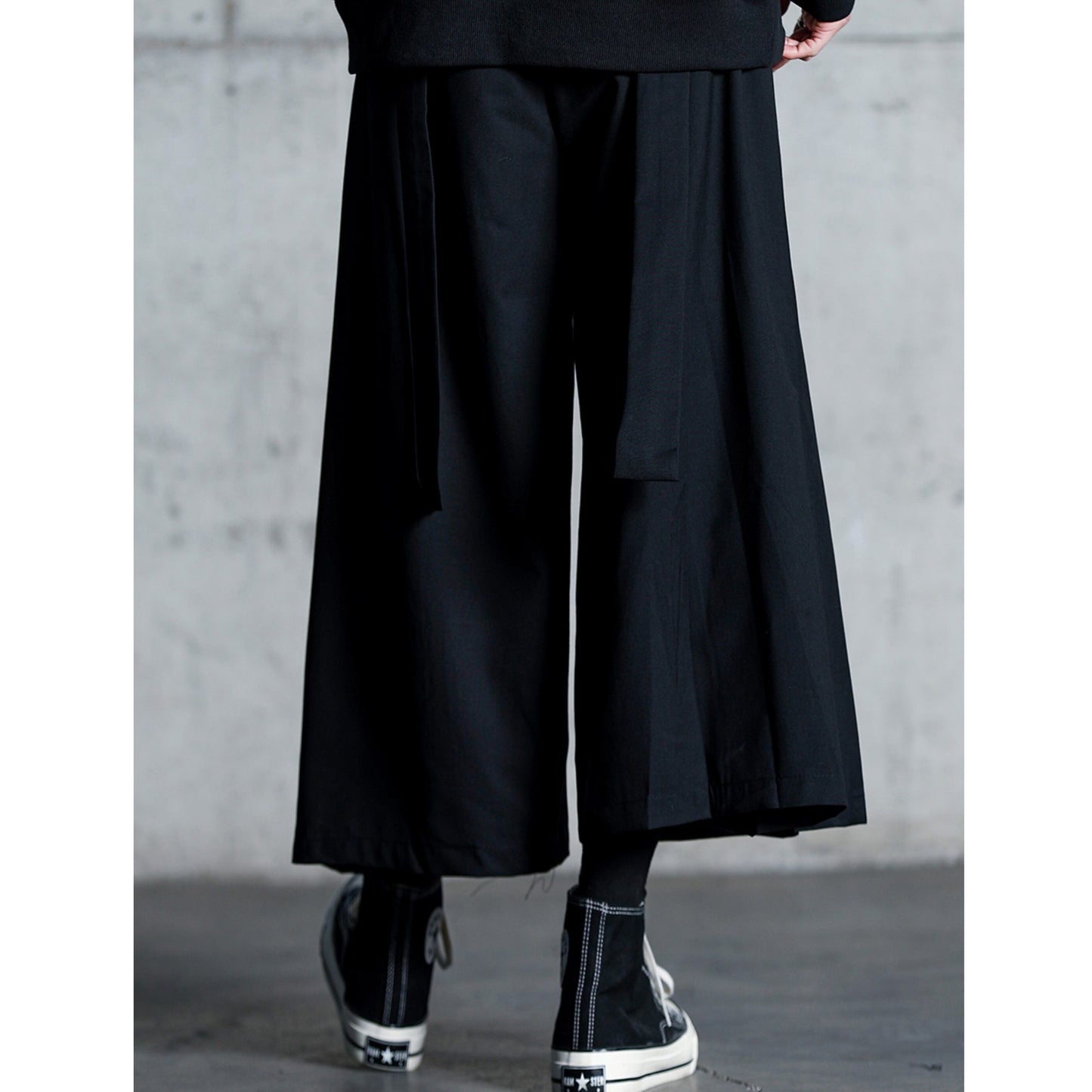 Waist Ribbon Ankle Length Wide Pants【TR3294】