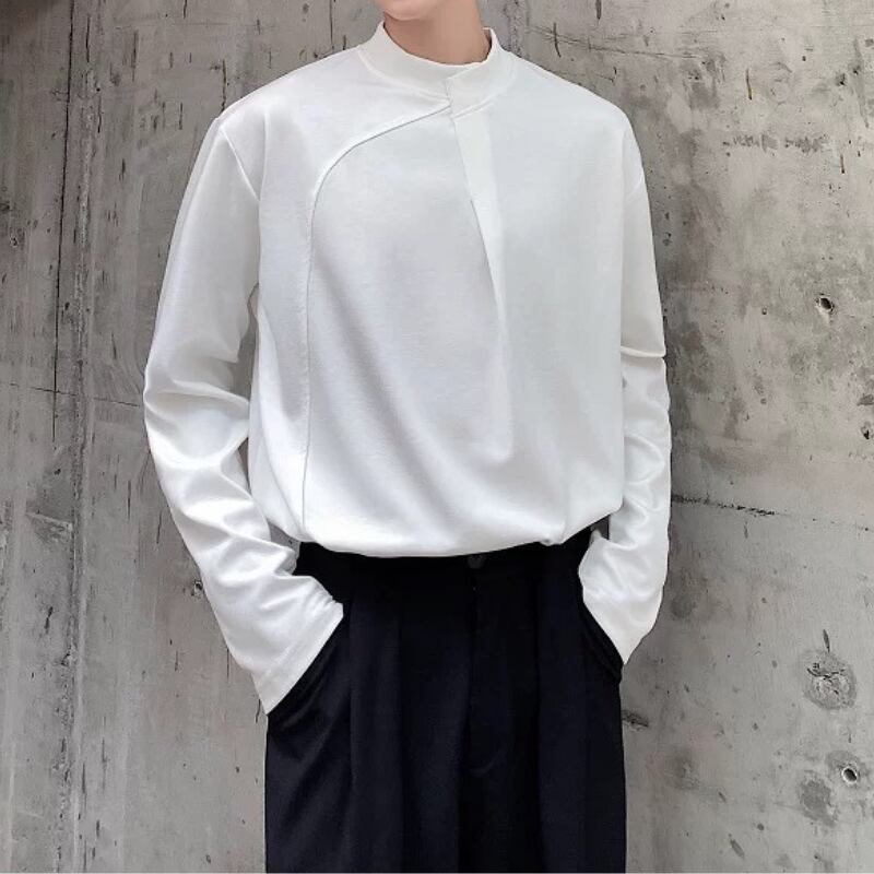 Asymmetric Curved Panel Long T-Shirt【TR3343】