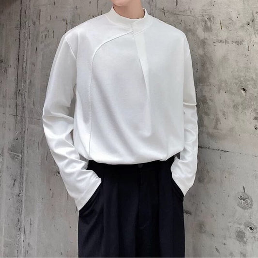 Asymmetric Curved Panel Long T-Shirt【TR3343】