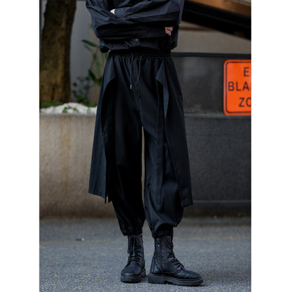 Waist Ribbon Layered-look Pants【TR3278】
