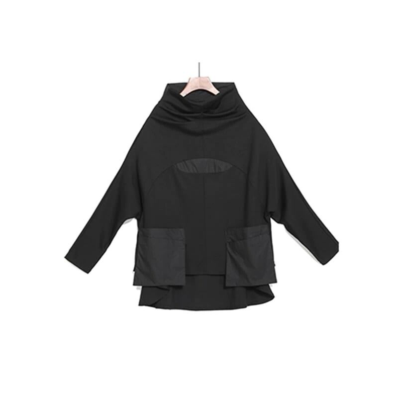 Stand Collar Patchwork T-Shirt【TR1409】