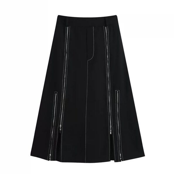 Long Nichi Fastener Skirt【TR1433】