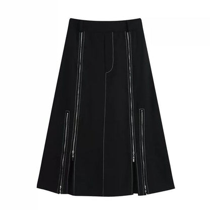 Long Nichi Fastener Skirt【TR1433】