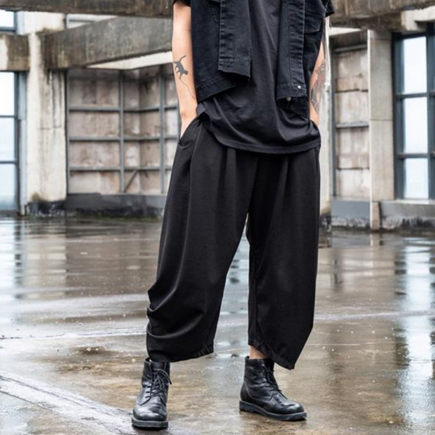 Gathered Hem Cropped Pants【TR3309】