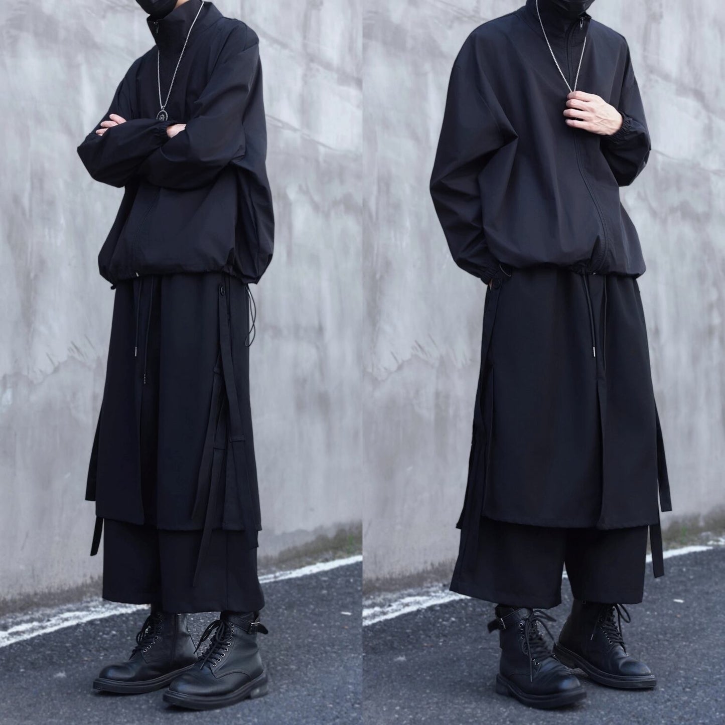 Layered-look Side Ribbon Pants【TR3298】