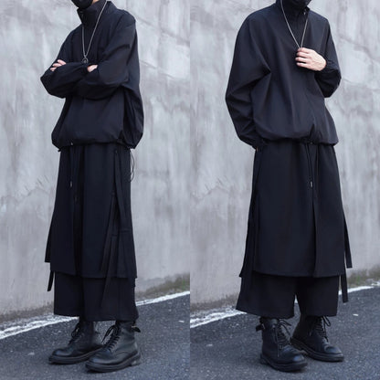 Layered-look Side Ribbon Pants【TR3298】